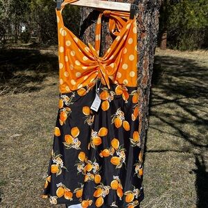 COCOSHIP plus sz 20 Polka & citrus print. 1 piece swim dress bathing suit. NWT